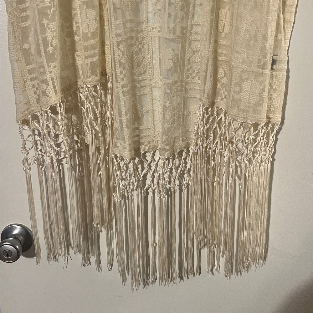 Torrid cream gorgeous lace short sleeve top with fringe detail - Picture 3 of 8